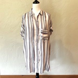 Grey and pastel pink striped dress